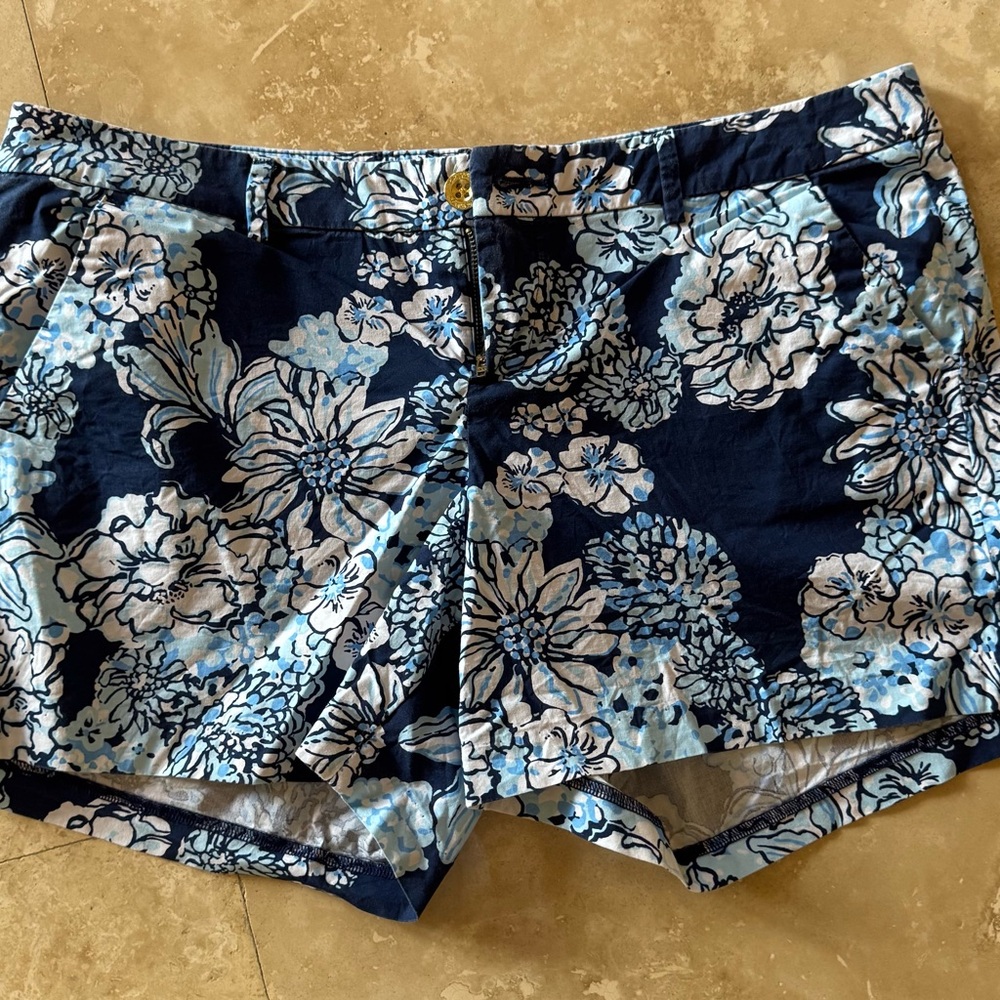 Lilly Pulitzer 5" Callahan Stretch Short Low Tide Navy Bouquet All Day Size: 14